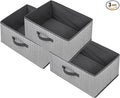 Storage Baskets, 15.7 Inch Woven Fabric Bins, Storage Cubes with Reinforced Handles, Organizer Bins for Closet Shelves, Foldable, for Toys, Clothes (3PCS/Grey-15.7*11*7.8inch)