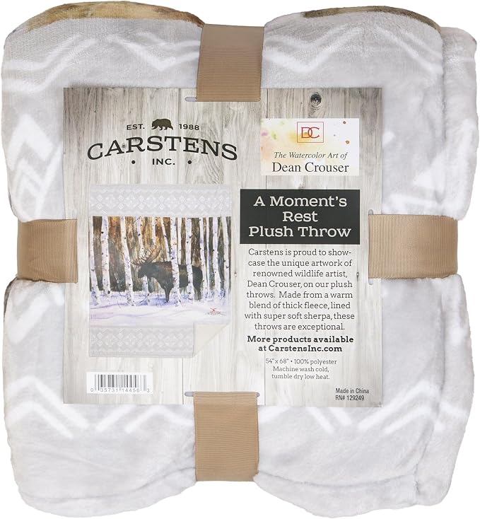 Carstens, Inc. Dean Crouser Plush Sherpa Fleece Oversized Throw Blanket 54" x 68", A Moment's Rest