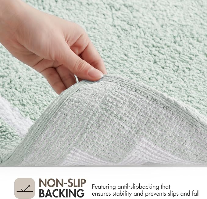 Madison Park Evan 100% Cotton Bath Rug Plush Absorbent, 20" x 30", Seafoam | Non-slip Backing, OEKO TEX, Luxurious Tufted Plush Bath Mat for Bathroom, Quick Dry, Spa Design Decorative for Shower Room