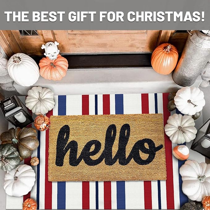 IOHOUZE 2.3'x3.6' Red White Blue Front Door Rug, USA 250th Anniversary Patriotic Doormat, Washable Front Porch Welcome Mat for Memorial Day, 4th of July, and Independence Day Entrance Outdoors Decor
