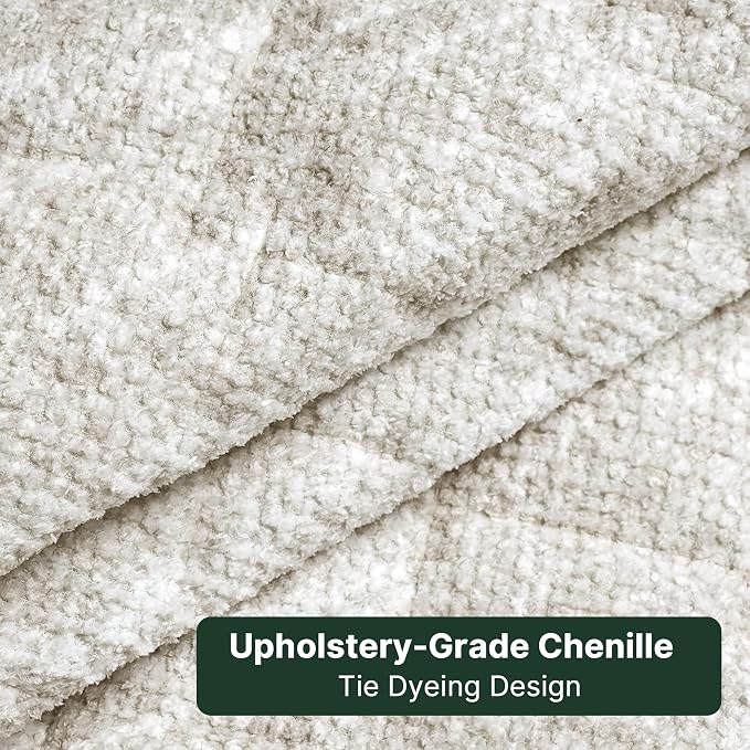H.VERSAILTEX Chenille Couch Cover for Dogs Washable Soft Chair Armchair Covers Sectional Sofa Cover Heather Blending Non-Slip Thick Couch Furniture Protector Pet Bed Covers(Heathered Ivory, 28"x 47")