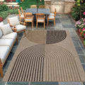 COZYLOOM 5x7 Easy Jute Outdoor Patio Rug, Machine Washable Area Rugs for Living Room, Non Slip Modern Arch Striped Rug Stain Resistant Farmhouse Carpet for Entryway, Bedroom, Backyard, Nature/Tan