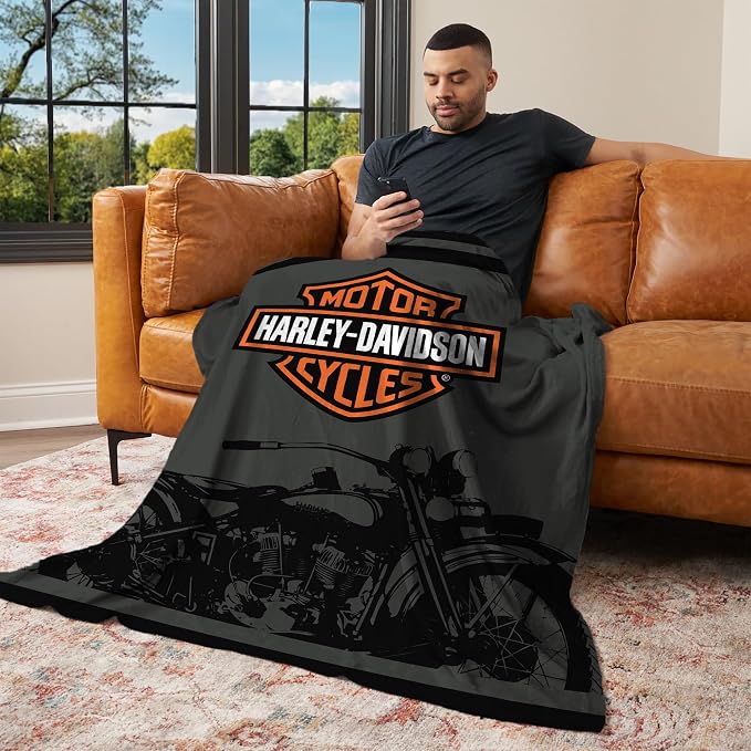 Northwest Harley-Davidson Simple HD Silk Touch Throw Blanket, 46 x 60 in | 100% Polyester, Velvety Feel, Lightweight Warmth, Couch Bed Chair Lounging, Giftable Indoor Comfort