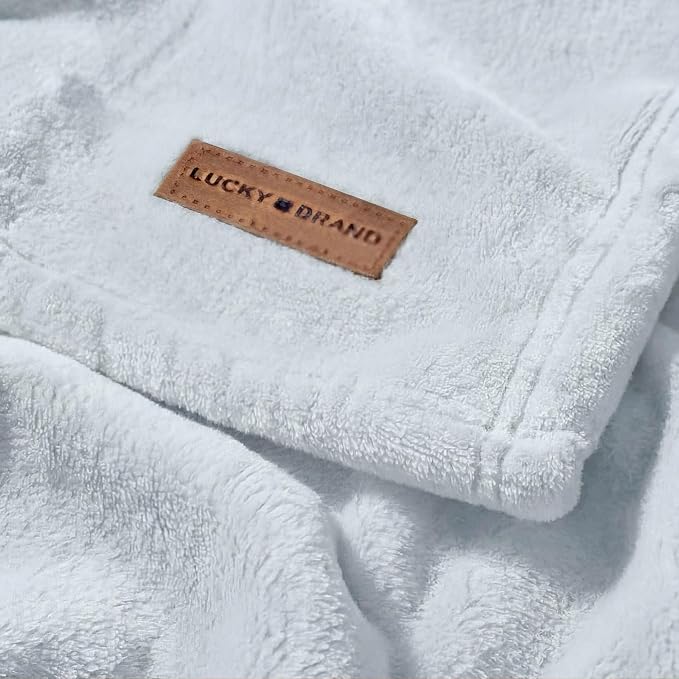 Lucky Brand Solid Plush 50"X70" Throw Blanket, Light Blue - Soft, Cozy, and Timeless Comfort