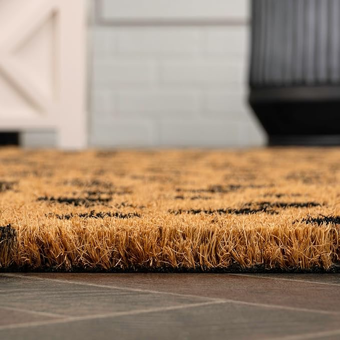 JONATHAN Y Animal-Spot Coir Indoor Outdoor Doormat 3X5 Natural/Black, Daphne Modern Classic for Living Room, Bedroom, Kitchen, Office, Easy-Cleaning, High Traffic, Pet-Friendly, Non-Shedding NRF106A-3
