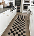 Rugalia Easy Jute Checkered Runner Rug, 2x6 Black Modern Washable Rugs Runner for Hallway Non-Slip Kitchen Runner Rug, Farmhouse Checkerboard Indoor Outdoor Carpet for Porch Laundry Entryway