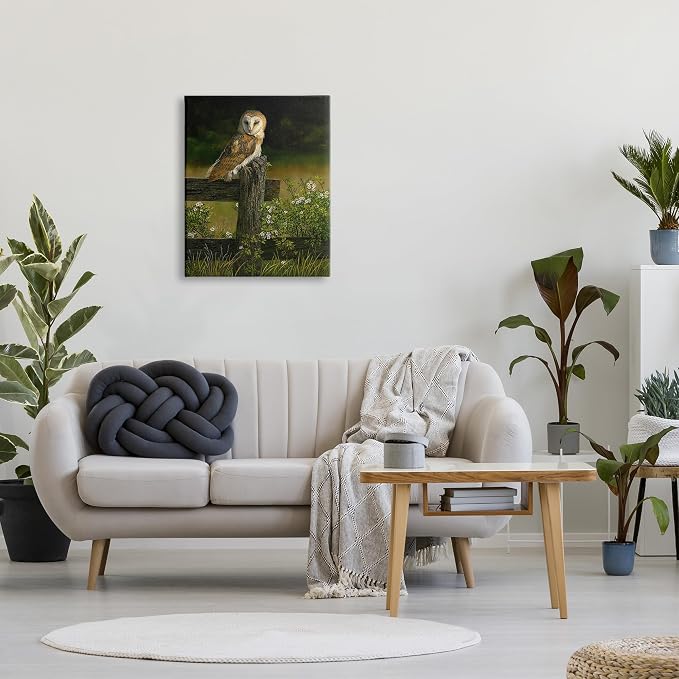 Stupell Industries Barn Owl Fence Woodland, 24 x 30 Inch Canvas Wall Art | Stupell Industries · By Karla Mann · Ready to hang · Perfect for farmhouse decor · Made in USA