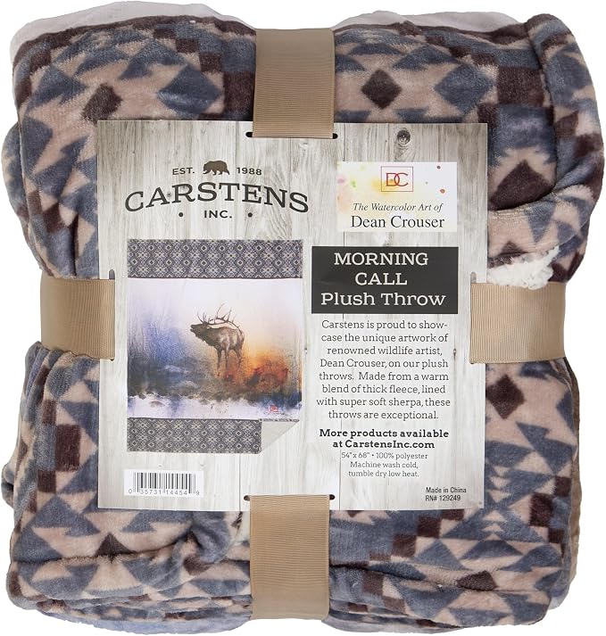 Carstens, Inc. Dean Crouser Plush Sherpa Fleece Oversized Throw Blanket 54" x 68", Morning Call