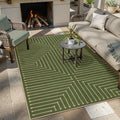 Lahome Neutral Easy Jute Outdoor Rug 5x7, Green Rug for Living Room | Farmhouse Rhombus Non Slip Non Shedding Low Pile Dining Room Carpet for Under Table Patio
