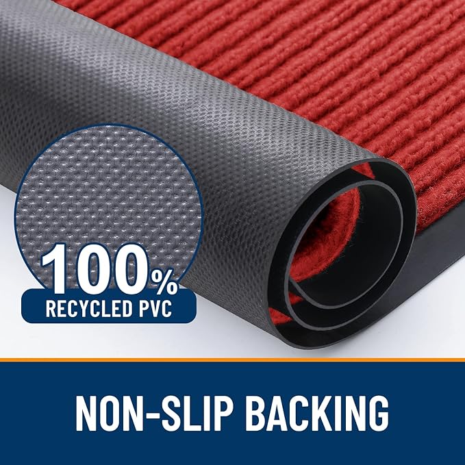 OLANLY Front Door Mat Indoor Outdoor Entrance, Waterproof Heavy Duty Doormat, Fade Resistant, Low Profile, Easy Clean Patio Porch Welcome Floor Mats for Entry, 47x32, Red