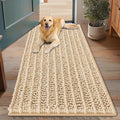Smiry Dog Door Mat for Muddy Paws 48x30, Absorbent Dirt Trapper, Non-Slip Washable Chenille Entryway Rug for Inside Floor, Beige, Layered Pattern