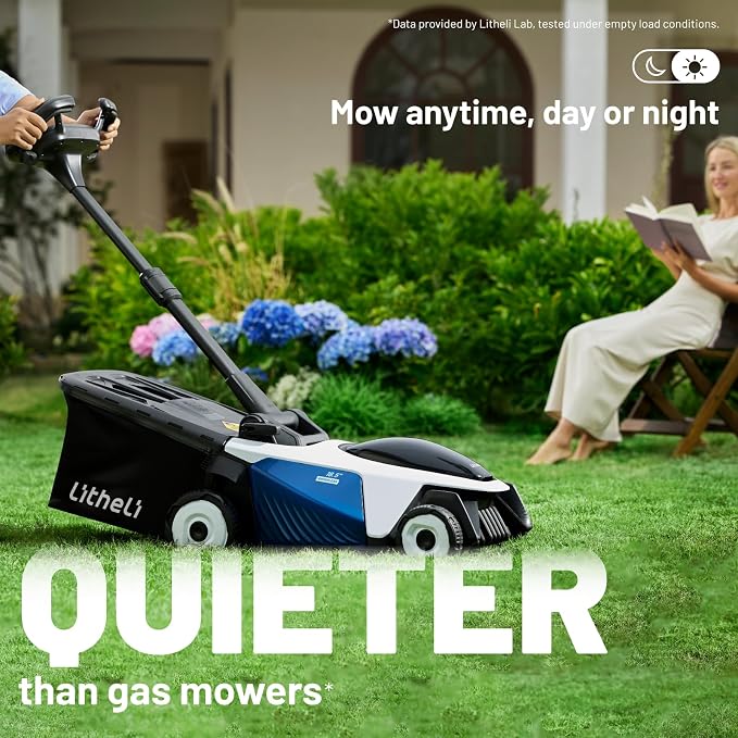 Litheli 21" Electric Lawn Mower Cordless, Self-Propelled Electric Mower with 40V Brushless Motor, Battery Powered Lawn Mower 4×8.0Ah Batteries and Rapid Charger Included