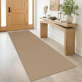 IOHOUZE Washable Runner Rug 3x8 Non Slip Rubber Backed Wide Hallway Runner Entryway Runner Indoor, Woven Kitchen Rugs Cotton Floor Carpet for Hall Entrance Bedroom, Orange/Tan/Brown