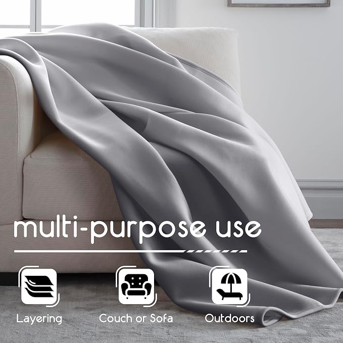 Vellux 1B07055 Original Insulating Core Hotel Style Solid Blanket Machine Washable Soft Cozy Warm Pet Friendly Bed Sofa Blankets, Twin, Grey (Pack of 2)