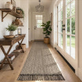 Collive Rug Runners for Hallways, Boho Washable Kitchen Runner Rugs 2.6' x 10' Farmhouse Indoor Entry Hall Carpet, Natural/Black Modern Hand Woven Bathroom Runner Carpet for Entrance Porch Decor