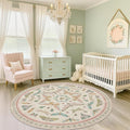 Pink Cute Butterfly 6ft Round Soft Rugs for Girls Bedroom Beside Bed - Non Skid Rug Low Pile Washable Living Room Rugs, Fun Insect Carpet for Playroom, Reading Corner, Low Pile & Soft