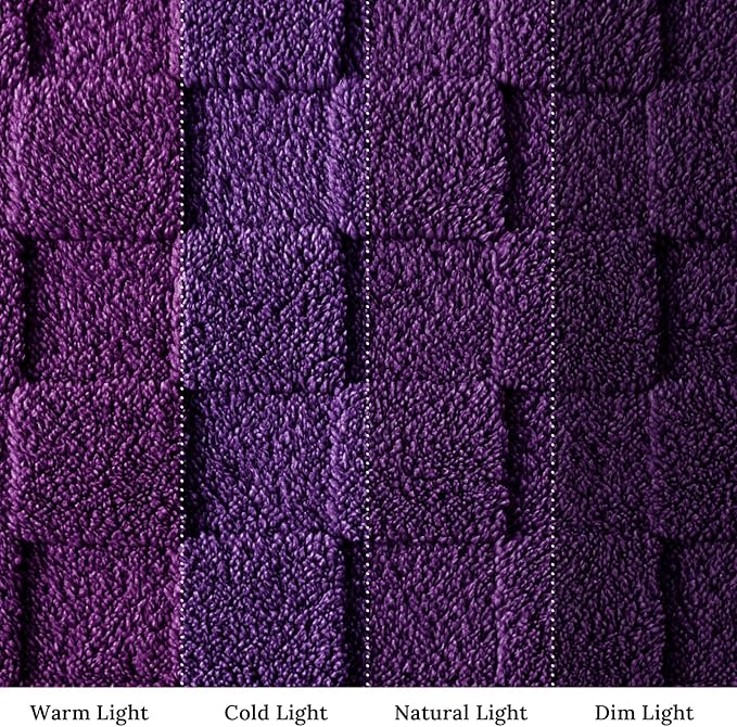 Exclusivo Mezcla Fleece Throw Blanket for Couch,Super Soft and Warm Lightweight Checkered Pattern Blankets for All Seasons,50x60 Inches, Purple
