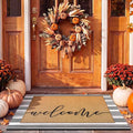 Tinideya 2 Pcs Door Mat Welcome Non Slip Coir Mats Floor Layering Doormats Seasonal for Front Porch Entryway Decor(Welcome)