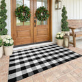 KOZYFLY Buffalo Plaid Area Rug 4 x 6 Ft Black and White Checkered Rug Washable Outdoor Rugs Cotton Rugs for Bedroom Front Door Mat Carpet for Front Porch Living Room Dining Room Kitchen