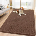 Smiry Dog Door Mat for Muddy Paws 71x46, Absorbent Dirt Trapper, Non-Slip Washable Chenille Entryway Rug for Inside Floor, Mocha, Classic Solid