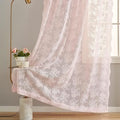YJ YANJUN Vintage Lace Curtains 90 Inches Long-Victorian Floral Pattern Light Pink Sheer Curtain Panels for Baby Girls Room Feminine Flowy Cute Girly Classroom Princess Decor 2 Panels 52W x 90L
