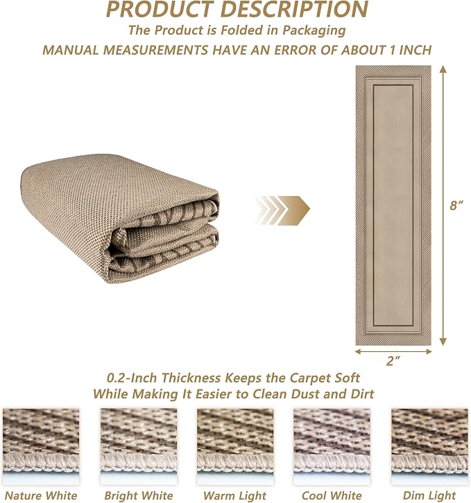 Capslpad 2x8 Hallway Area Rug, Faux Jute Geometry Line Entryway Rug, Farmhouse Washable Non-Slip Rubber Backing, Stain Resistant Low Pile Runners for Hallways, Kitchen, Bedroom, Laundry, Brown