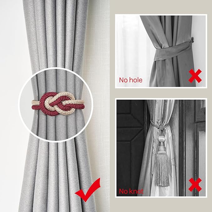 NICEEC 4 Pack Mini Magnetic Curtain Tiebacks Nordic Simple Style Drape Tie - Image 2