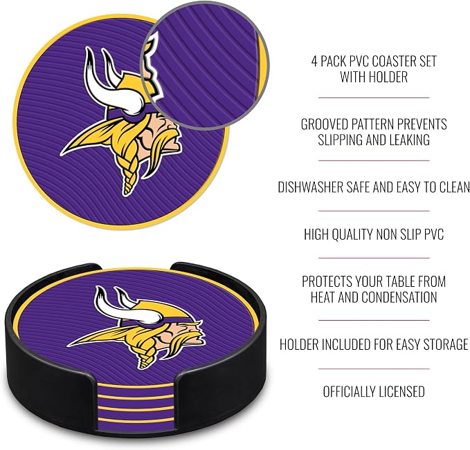 Rico Industries NFL Football Classic Favorites: PVC Coaster Set (4-Pack)