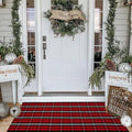 Bottalive Christmas Plaid Outdoor Rug, 2' x 4'3'' Red & Black Check Indoor/Outdoor Area Rug, Layering Rug for Hello/Welcome Door Mat, Machine Washable Cotton Woven Farmhouse Mat for Front Porch Décor