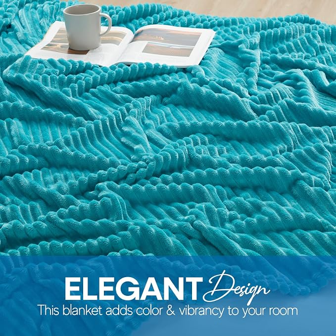 Nestl Blue Throw Blanket for Couch - Cozy Warm Fuzzy Blankets for Women, Plush Small Fleece Throws for Girls - Teal Blue, 50 x 60 Inches