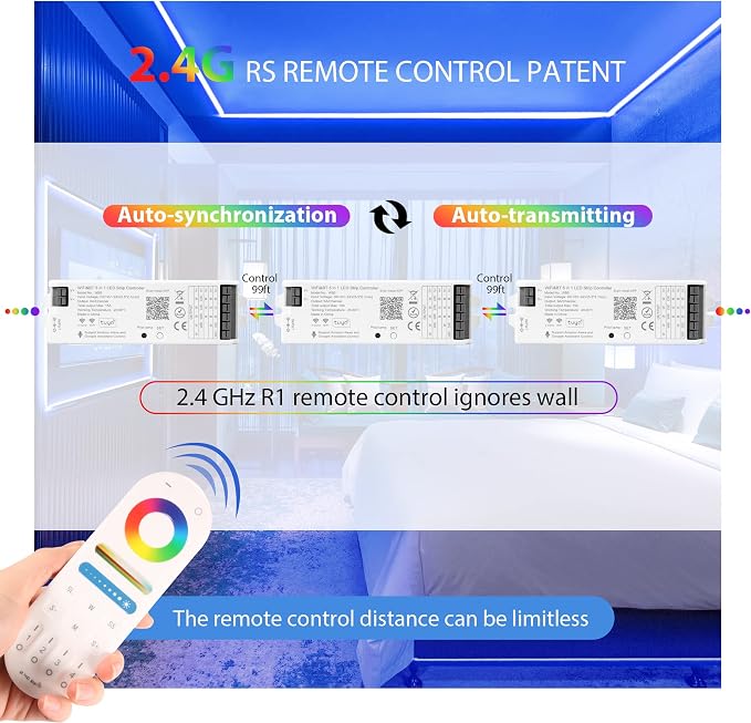 WB5 RF WiFi Bluetooth LED Strip Controller RGB CCT RGBW 5in1 Dimmable Compatible with Smart Life APP/Alexa Echo/Google Assistant Home/Siri, DC12-24V Lights Controller | PWM Dimmer Compatible with Tuya Smart / Smart Life APP / Alexa Echo / Google Assist...