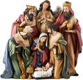 Christmas Nativity Sets Indoor Home Decor Figurine, Hand Sculpted Manger Scene Religious Christmas Table Top Decorations for Holidays, 8.75 Inches