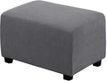 H.VERSAILTEX Ottoman Cover Slipcover Rectangle Fit Length 33"-38" Footrest Sofa Slipcovers Stool Cover Footstool Protector Covers Feature Stretch Thick Soft Jacquard Fabric Removable Washable - Grey