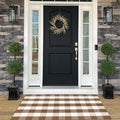 Bottalive Buffalo Plaid Outdoor Rugs, 3'x5' Brown and White Checkered Indoor/Outdoor Area Rug, Layering Rug for Hello/Welcome Door Mat, Washable Cotton Woven Farmhouse Mat for Fall Front Porch Décor