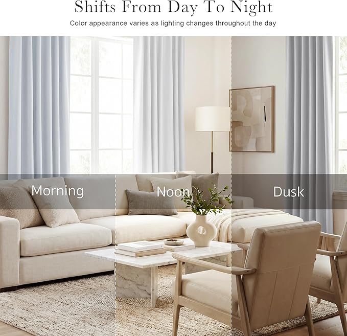 PONY DANCE White Curtain Panels - Kitchen Curtains Room Darkening Light Blocking Energy Saving Short Drapes/Bedroom with Back Tab Home Decor, 42 in Wide by 30 Long, Grayish White, 2 PCs