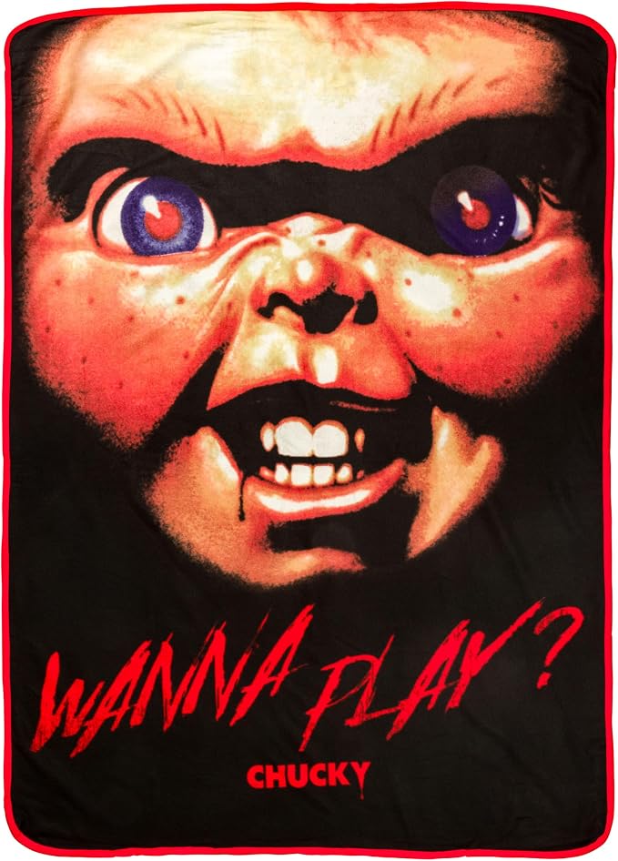 Silver Buffalo Chucky Wanna Play, Fleece Throw Blanket, 45x60in | Soft and Cozy, 180 GSM