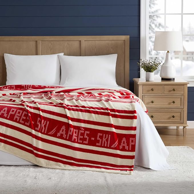 Nautica - Queen Soft Blanket, Lightweight, Cozy & Plush Striped Bedding