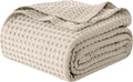 Elegant Comfort Premium 100% Cotton Waffle Blanket - Lightweight Breathable Waffle Weave Bed Blanket - Soft and Warm All Season Blanket for Couch, Sofa and Bed, Queen Size 90x90 Inches, Linen