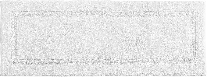 Nautica - Runner Rug, Soft & Absorbent Tufted Cotton Bath Rug with Skid-Resistant Backing, Oeko-Tex Certified (Peniston White, 60" x 22")