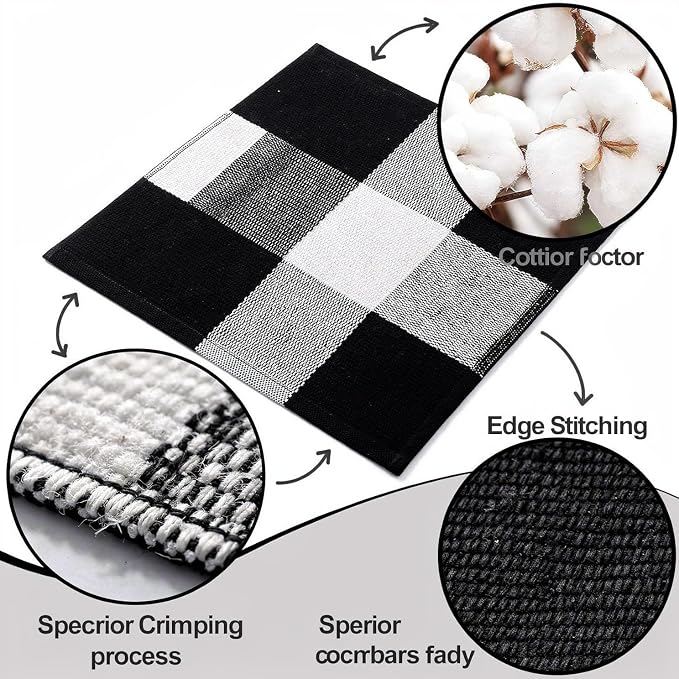 Buffalo Plaid Rug 4' x 6', Black and White Washable Farmhouse Checkered Rug, Non-Slip Indoor Outdoor Floor Mat for Living Room, Bedroom, Entryway, Kitchen, Laundry Room, Patio, Porch