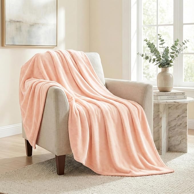 Americanflat 50x60 Fleece Throw Blanket - Soft and Breathable Throw Blanket for Couch, Bed, Chair - Fleece Blankets Perfect for Home, Bedroom, or Outdoor Use - Pink