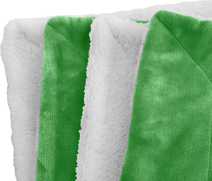 Elegant Comfort Luxury Ultra-Plush Velvet Touch Fleece Throw Soft, Warm, Cozy| Micromink Sherpa-Backing Reversible Blanket for Bed, Sofa and Couch, Solid Emerald Green