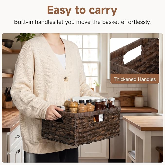 StorageWorks Wicker Storage Baskets,Decorative Baskets for Home Decor,1Pack | Water Hyacinth Wicker Storage Baskets for Shelves,Shelf Baskets for Organizing,Large Basket,Decorative Baskets for Storage