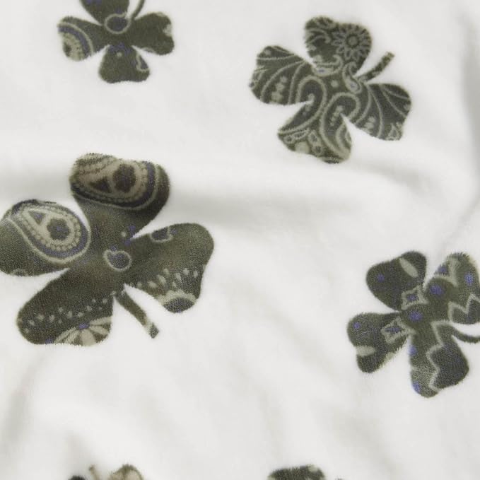 Lucky Brand 50" x 70" Plush Throw Blanket, Clover Ivory Blanket for Sofa or Bed