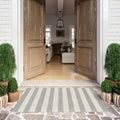 Grey and White Striped Rug-3x5 Front Door Mat Outdoor,Washable Reversible Porch Rug Cotton Hand-Woven Spring Doormat, Foldable Layered Door Mats for Entryway/Farmhouse