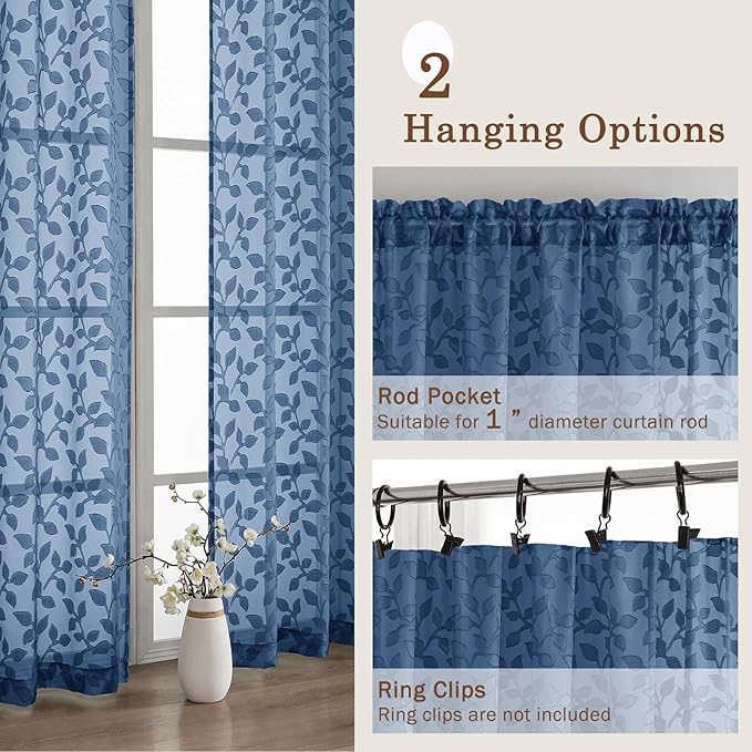 Chyhomenyc Dusty Blue Sheer Curtains 72 Inches Long 2 Panels Set, Light - Image 6