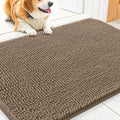 Smiry Dog Door Mat for Muddy Paws 30x17, Absorbent Dirt Trapper, Non-Slip Washable Chenille Entryway Rug for Inside Floor, Camel, Classic Solid
