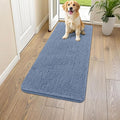 Smiry Dog Door Mat for Muddy Paws 47x20, Absorbent Dirt Trapper, Non-Slip Washable Chenille Entryway Rug for Inside Floor, Airy Blue, Classic Solid