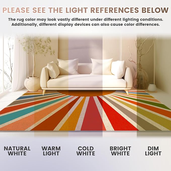 Washable Sun Easy Jute Runner Rug, 2x6 Rainbow Sun Modern Boho Retro Outdoor Indoor Patio Farmhouse Rug, Woven Ultra Thin Non Slip Long Runner Carpet Door Mat for Hallway Kitchen 6ft Entryway Porch