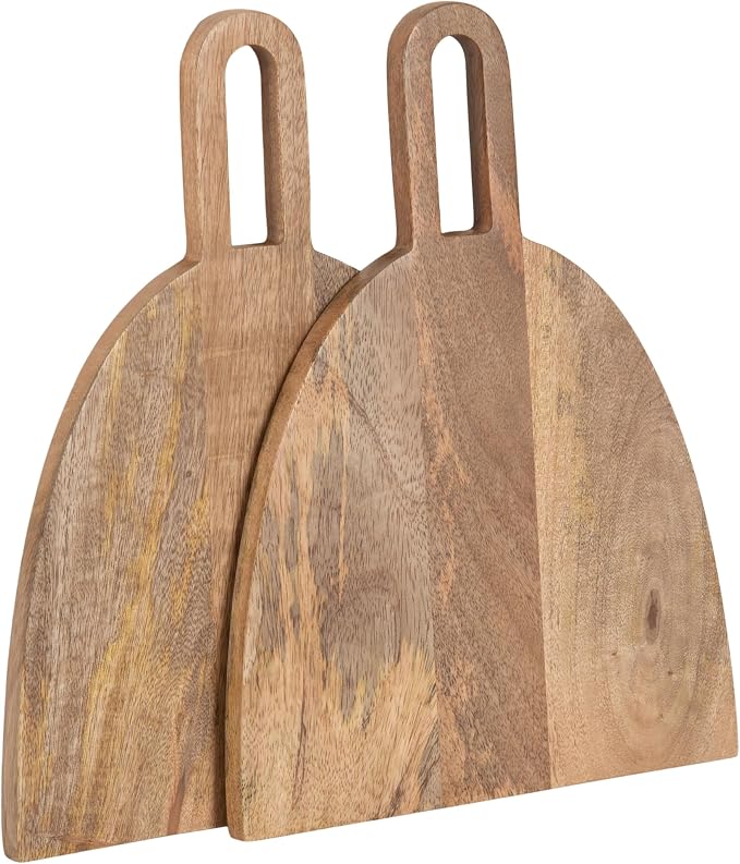 Kate and Laurel Staven Transitional Two-Piece Serving Boards Set; 14 x 10; Set of 2; Natural Wood; Modern Food-Safe Charcuterie Boards from Solid Mango Wood for Use as Kitchen Countertop Decor
